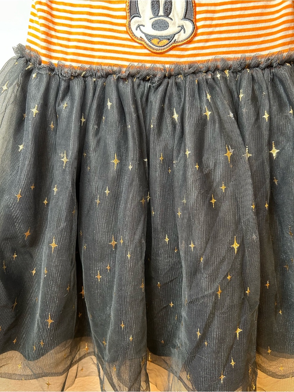 Disney Minnie Mouse Kids Halloween Orange Stripe & Black Star Tulle Dress 3T - Picture 4 of 6
